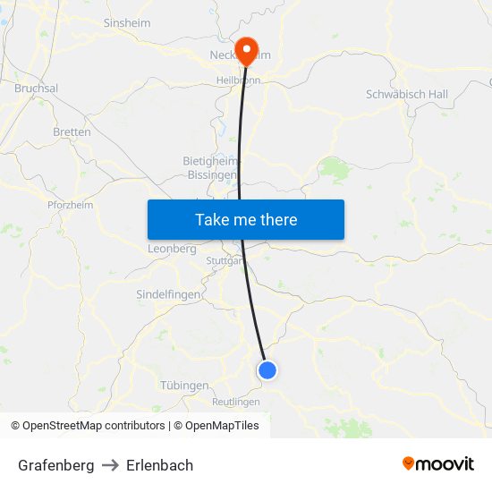 Grafenberg to Erlenbach map