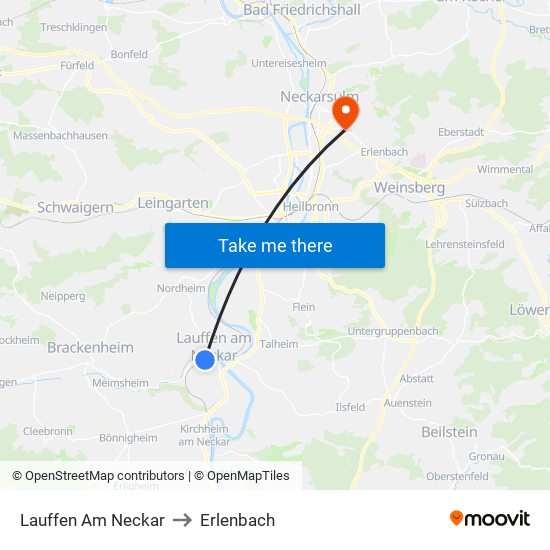 Lauffen Am Neckar to Erlenbach map
