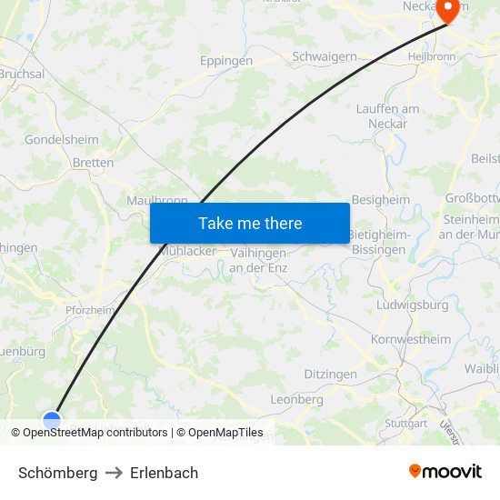 Schömberg to Erlenbach map