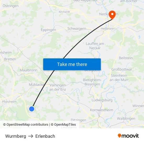 Wurmberg to Erlenbach map