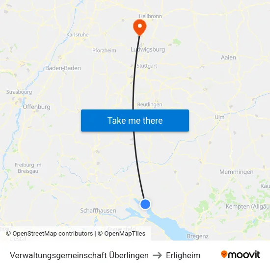 Verwaltungsgemeinschaft Überlingen to Erligheim map
