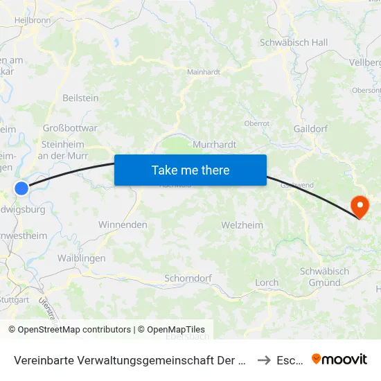 Vereinbarte Verwaltungsgemeinschaft Der Stadt Freiberg am Neckar to Eschach map