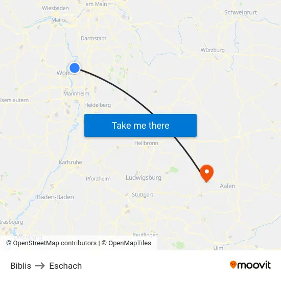 Biblis to Eschach map