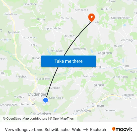 Verwaltungsverband Schwäbischer Wald to Eschach map