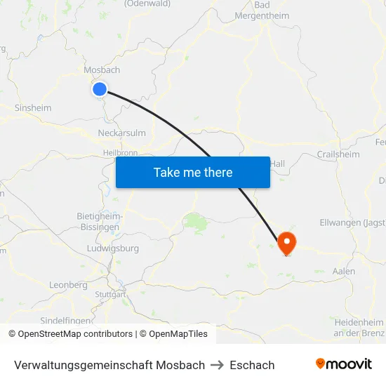 Verwaltungsgemeinschaft Mosbach to Eschach map