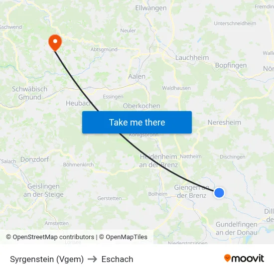Syrgenstein (Vgem) to Eschach map