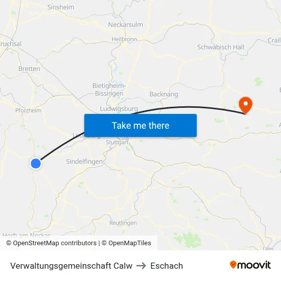 Verwaltungsgemeinschaft Calw to Eschach map