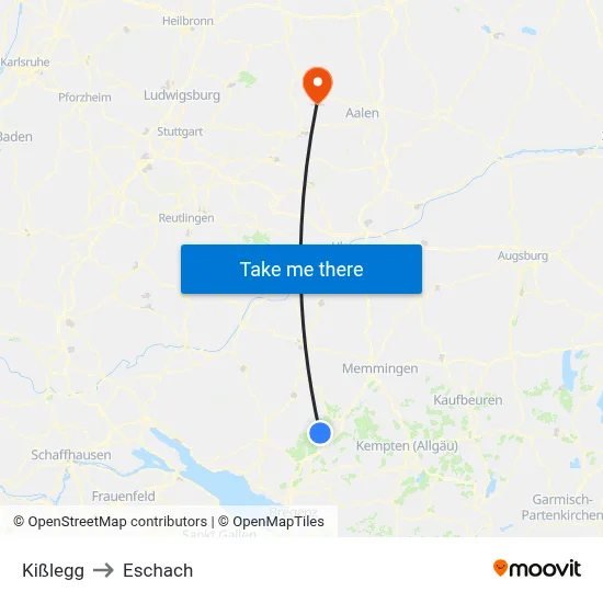 Kißlegg to Eschach map