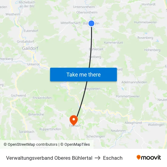 Verwaltungsverband Oberes Bühlertal to Eschach map