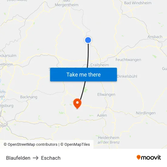 Blaufelden to Eschach map