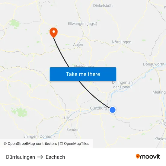 Dürrlauingen to Eschach map