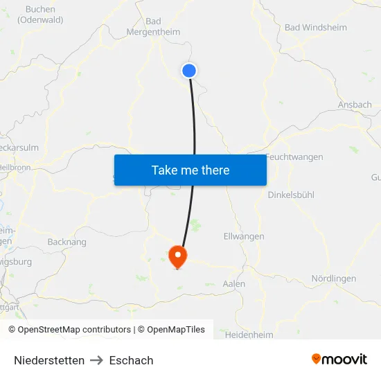 Niederstetten to Eschach map