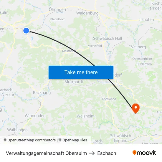Verwaltungsgemeinschaft Obersulm to Eschach map