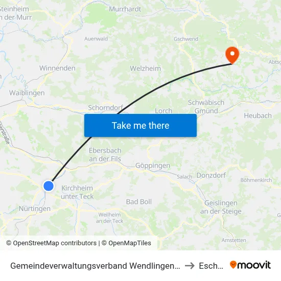 Gemeindeverwaltungsverband Wendlingen am Neckar to Eschach map