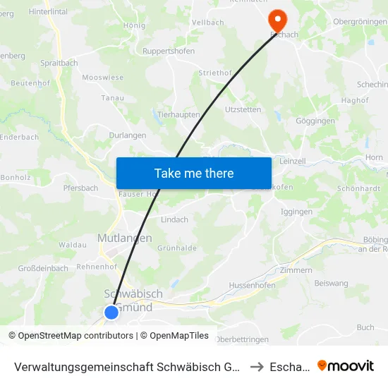 Verwaltungsgemeinschaft Schwäbisch Gmünd to Eschach map