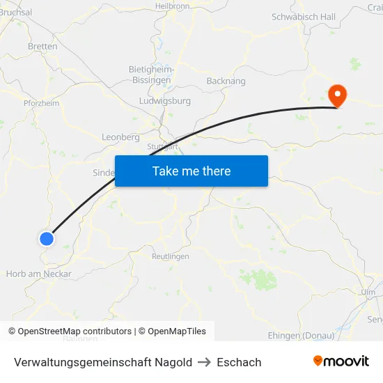 Verwaltungsgemeinschaft Nagold to Eschach map