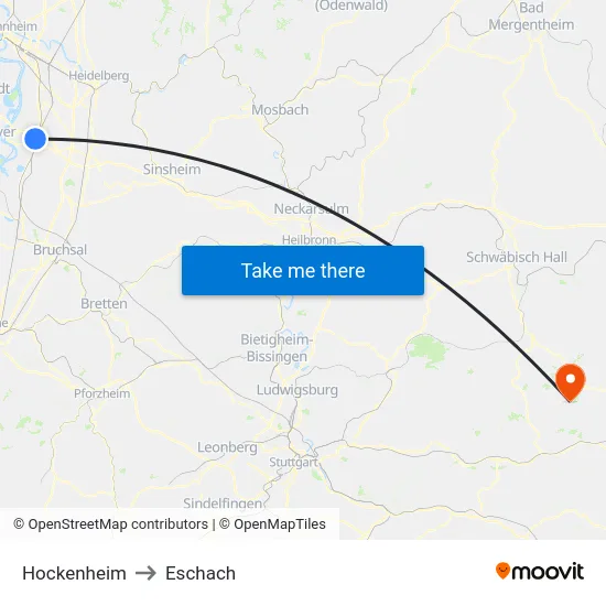 Hockenheim to Eschach map