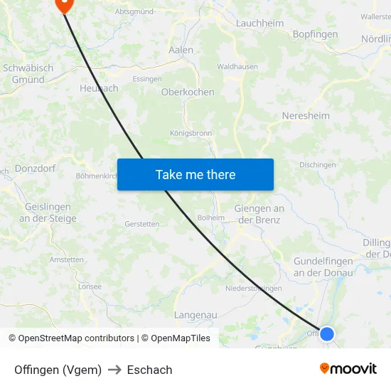 Offingen (Vgem) to Eschach map