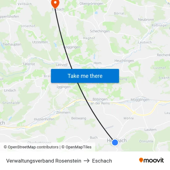 Verwaltungsverband Rosenstein to Eschach map