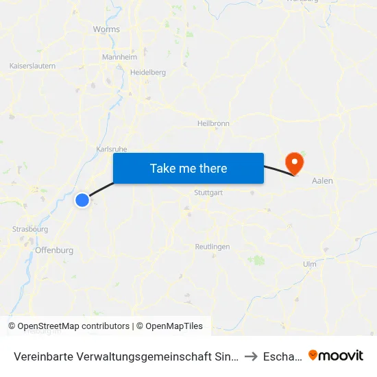 Vereinbarte Verwaltungsgemeinschaft Sinzheim to Eschach map