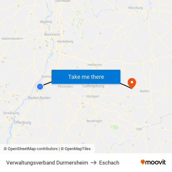 Verwaltungsverband Durmersheim to Eschach map