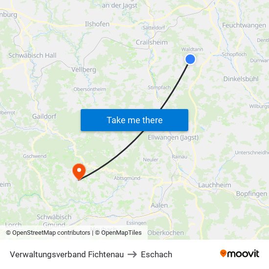 Verwaltungsverband Fichtenau to Eschach map