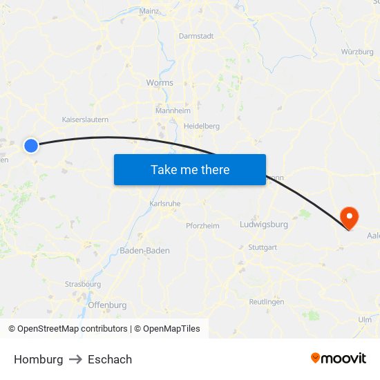 Homburg to Eschach map