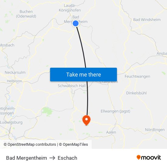 Bad Mergentheim to Eschach map