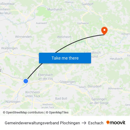 Gemeindeverwaltungsverband Plochingen to Eschach map