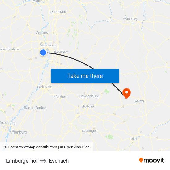 Limburgerhof to Eschach map