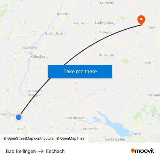 Bad Bellingen to Eschach map