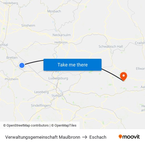 Verwaltungsgemeinschaft Maulbronn to Eschach map