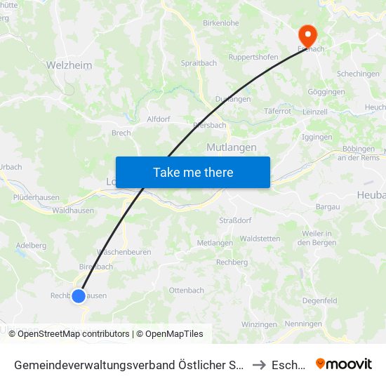 Gemeindeverwaltungsverband Östlicher Schurwald to Eschach map