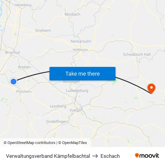 Verwaltungsverband Kämpfelbachtal to Eschach map