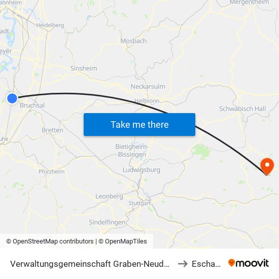 Verwaltungsgemeinschaft Graben-Neudorf to Eschach map