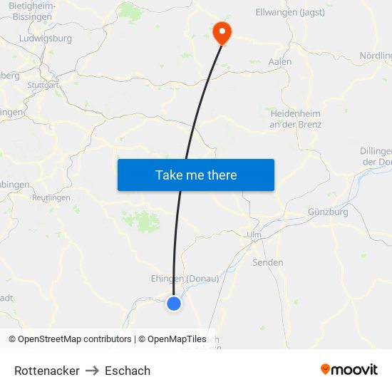 Rottenacker to Eschach map