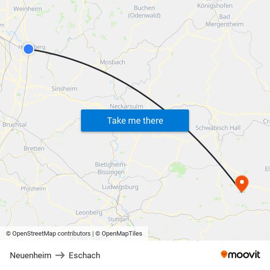 Neuenheim to Eschach map