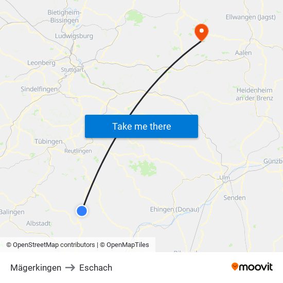 Mägerkingen to Eschach map