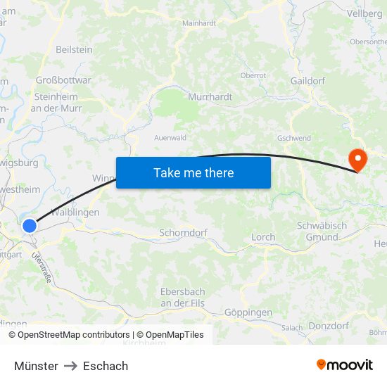 Münster to Eschach map