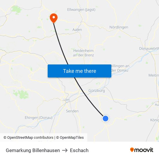 Gemarkung Billenhausen to Eschach map