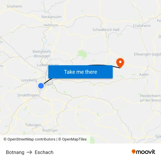 Botnang to Eschach map