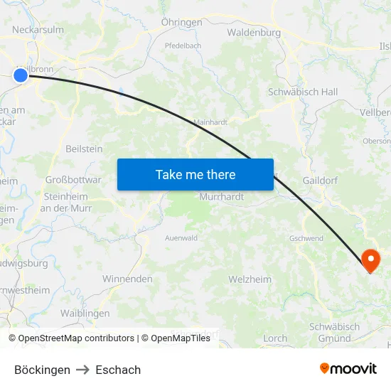 Böckingen to Eschach map