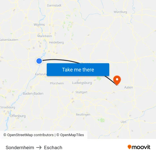 Sondernheim to Eschach map