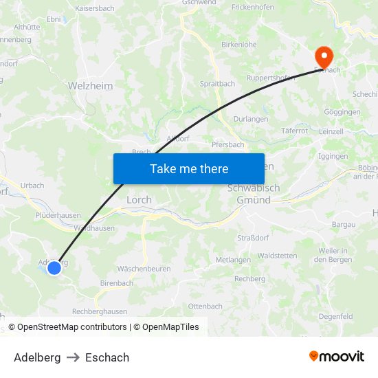 Adelberg to Eschach map