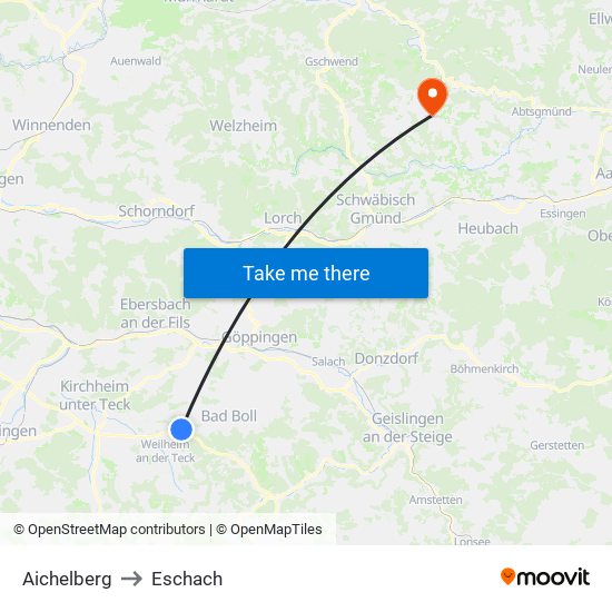 Aichelberg to Eschach map