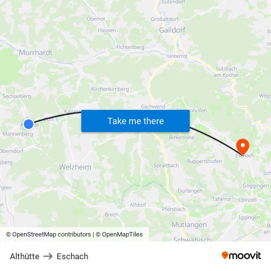 Althütte to Eschach map