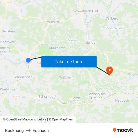 Backnang to Eschach map