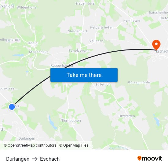 Durlangen to Eschach map