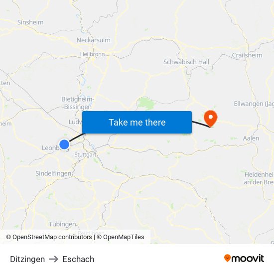 Ditzingen to Eschach map