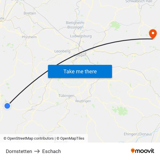 Dornstetten to Eschach map